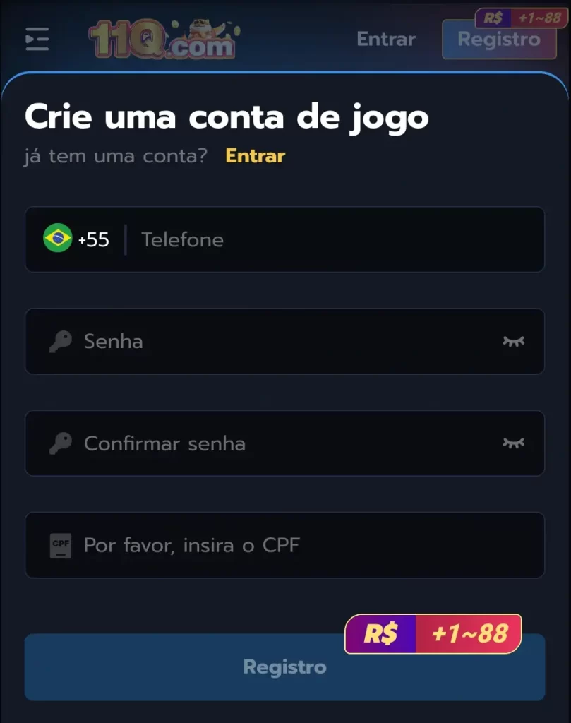 Formulário de registro no 11Q com